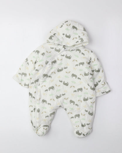 Bebe Bonito Multicoloured Geometric Cotton Coverall One-Piece Size 0-3 Months Zip - Elephant