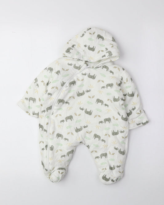 Bebe Bonito Multicoloured Geometric Cotton Coverall One-Piece Size 0-3 Months Zip - Elephant
