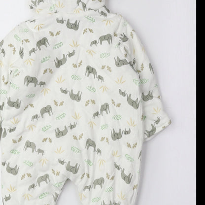Bebe Bonito Multicoloured Geometric Cotton Coverall One-Piece Size 0-3 Months Zip - Elephant