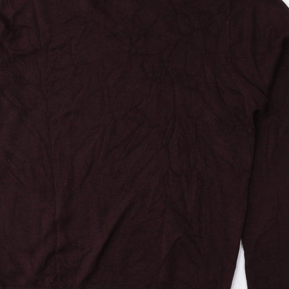 Marks and Spencer Mens Purple V-Neck Acrylic Pullover Jumper Size M