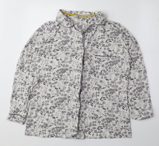 TU Womens Purple Floral Cotton Basic Button-Up Size 14 V-Neck