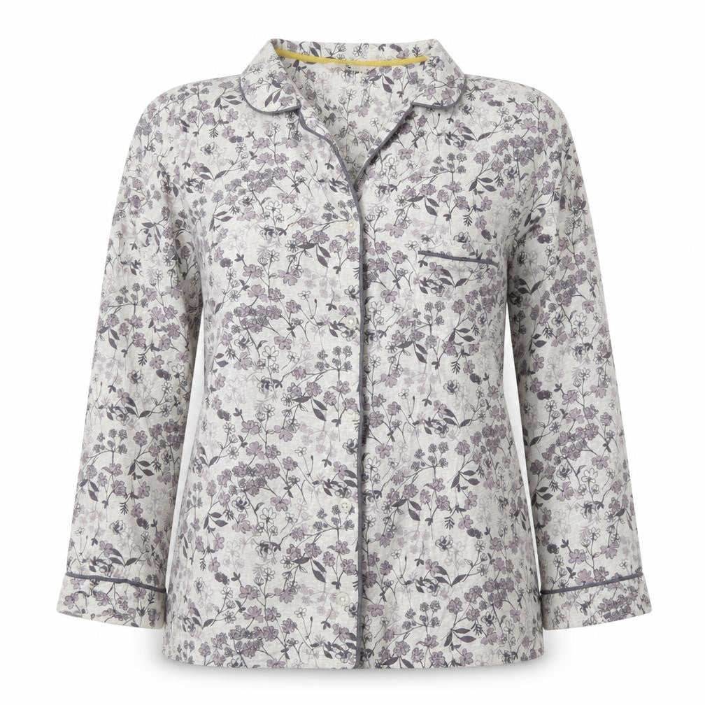 TU Womens Purple Floral Cotton Basic Button-Up Size 14 V-Neck