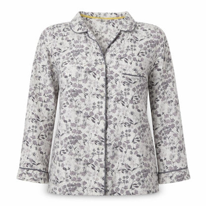 TU Womens Purple Floral Cotton Basic Button-Up Size 14 V-Neck