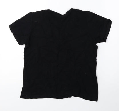 EWM Womens Black Viscose Basic Blouse Size M V-Neck