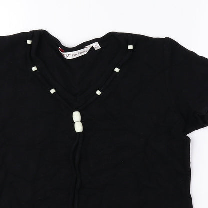 EWM Womens Black Viscose Basic Blouse Size M V-Neck