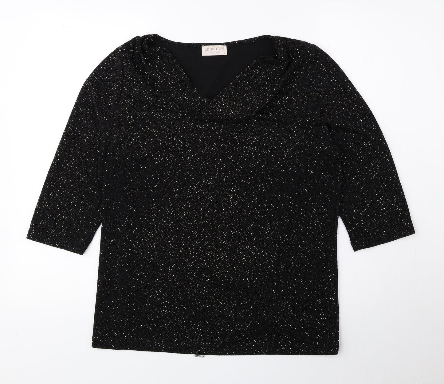 Womens UK Size L Anna Rose Black Basic Blouse
