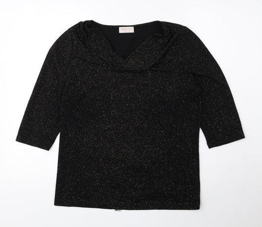 Womens UK Size L Anna Rose Black Basic Blouse