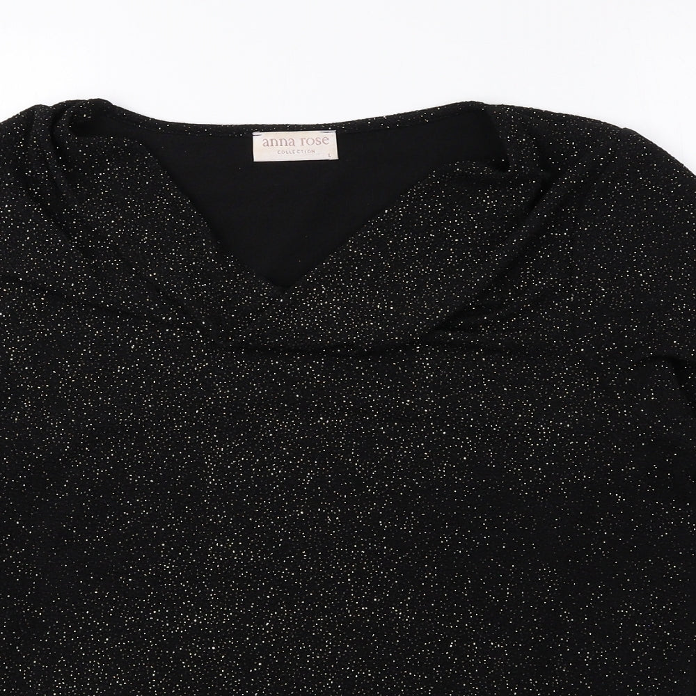 Womens UK Size L Anna Rose Black Basic Blouse