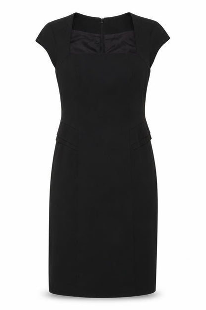 Warehouse Womens Black Polyester Sheath Size 14 Square Neck Zip