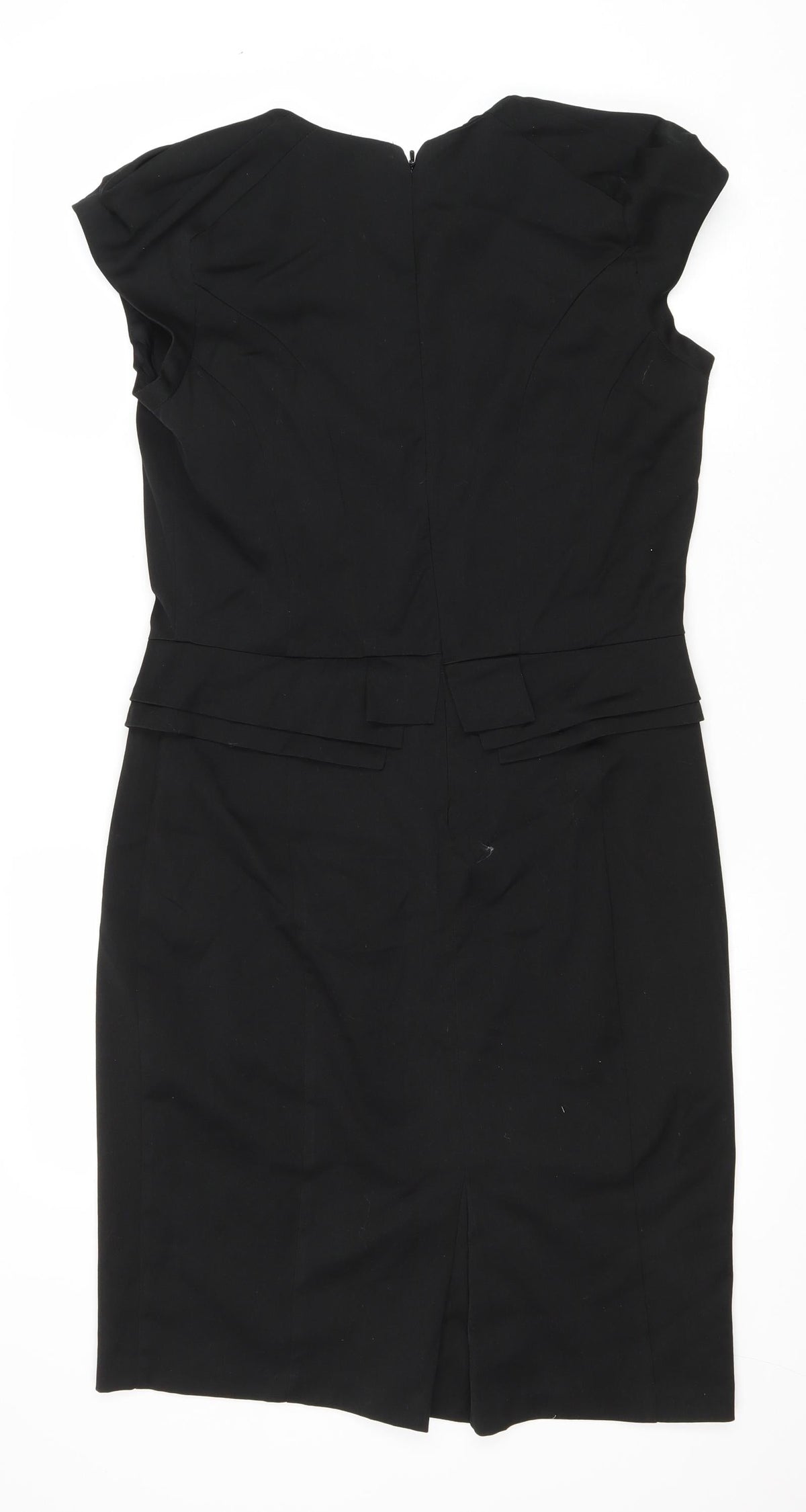 Warehouse Womens Black Polyester Sheath Size 14 Square Neck Zip