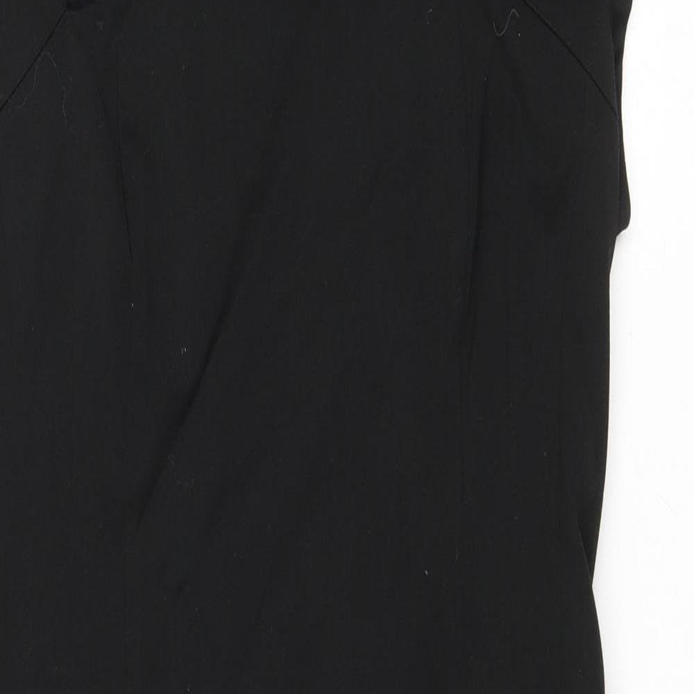 Warehouse Womens Black Polyester Sheath Size 14 Square Neck Zip