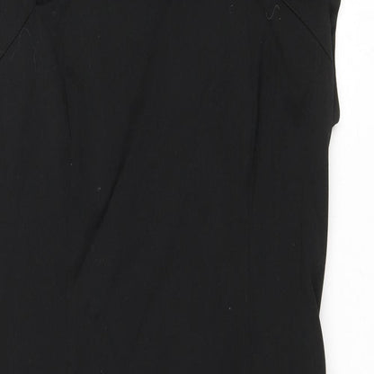Warehouse Womens Black Polyester Sheath Size 14 Square Neck Zip