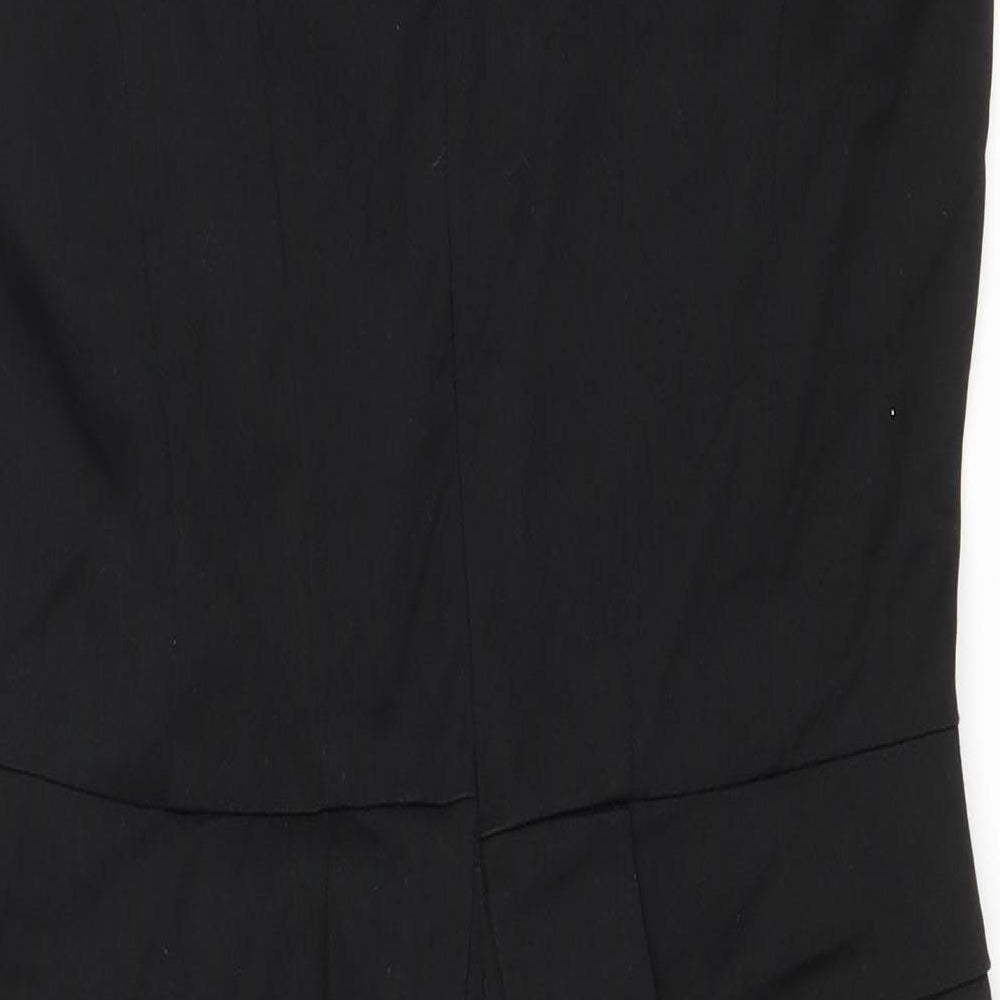 Warehouse Womens Black Polyester Sheath Size 14 Square Neck Zip