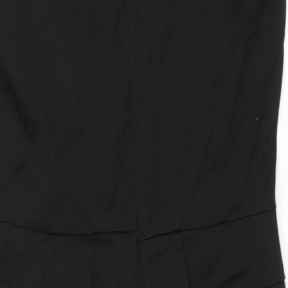 Warehouse Womens Black Polyester Sheath Size 14 Square Neck Zip