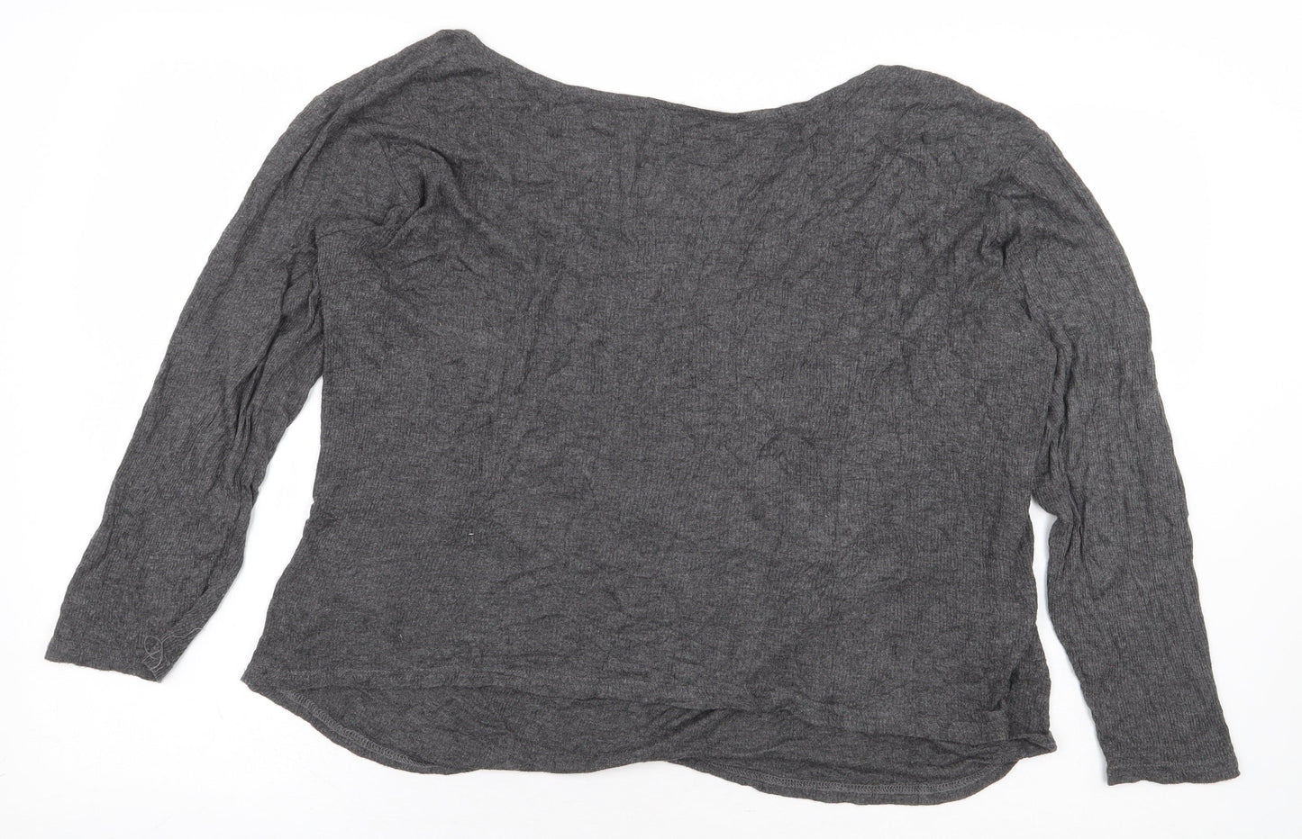 Primark Womens Grey Elastane Basic T-Shirt Size L V-Neck