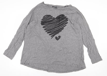 Womens UK Size XL Rainbow Grey Basic T-Shirt