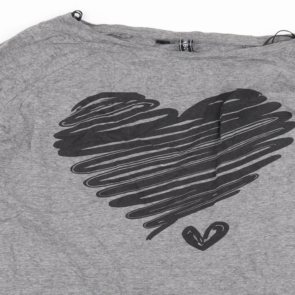 Womens UK Size XL Rainbow Grey Basic T-Shirt