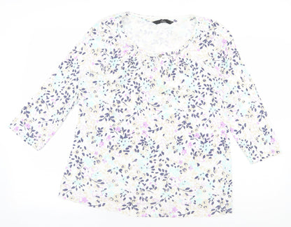 Bonmarché Womens Multicoloured Floral 100% Cotton Basic Blouse Size M Round Neck