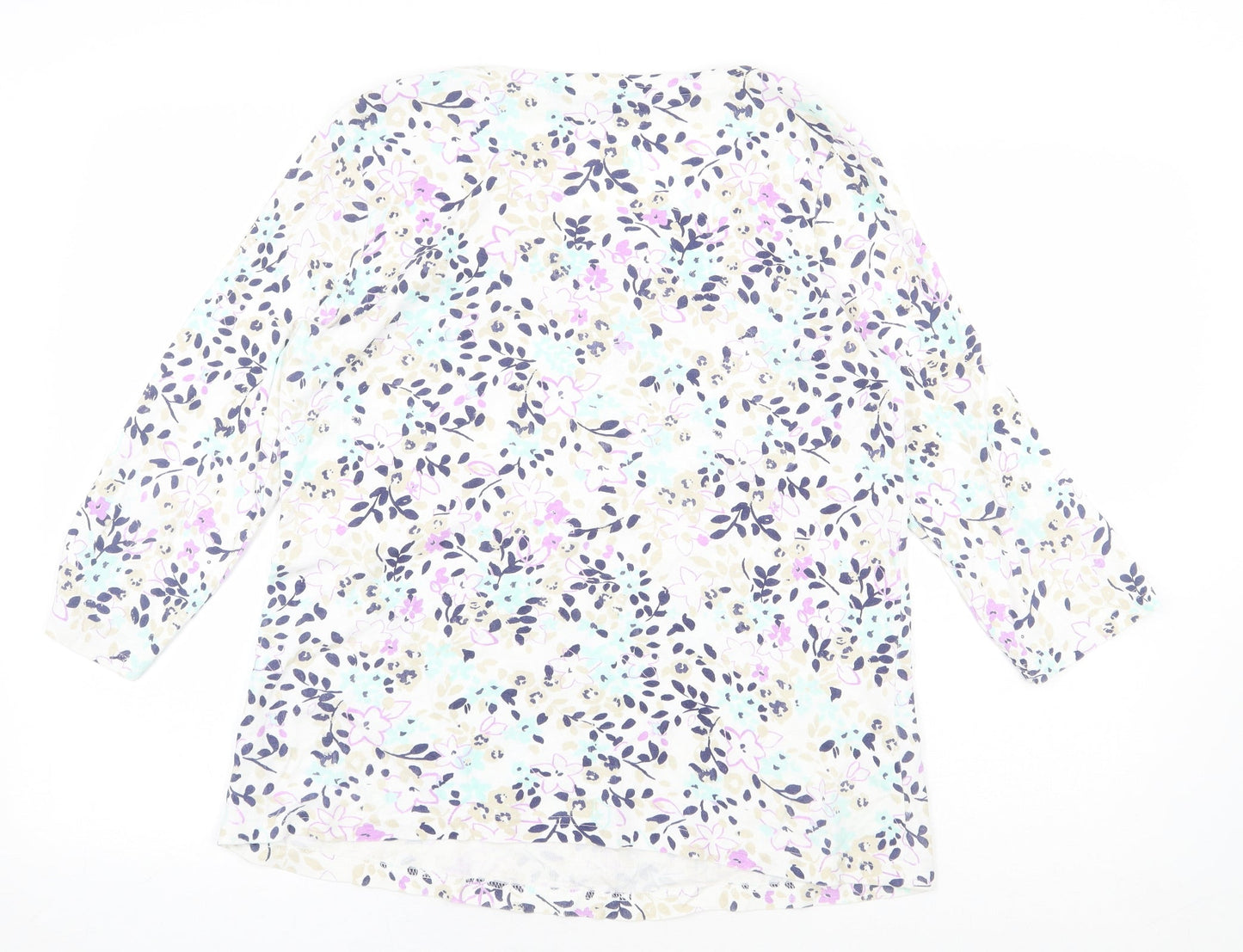 Bonmarché Womens Multicoloured Floral 100% Cotton Basic Blouse Size M Round Neck