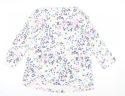 Bonmarché Womens Multicoloured Floral 100% Cotton Basic Blouse Size M Round Neck