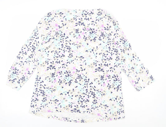 Bonmarché Womens Multicoloured Floral 100% Cotton Basic Blouse Size M Round Neck