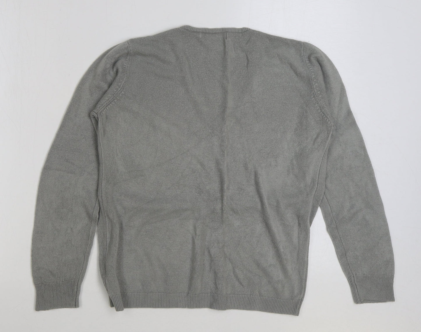 Primark Womens Grey V-Neck Acrylic Pullover Jumper Size M