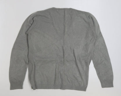 Primark Womens Grey V-Neck Acrylic Pullover Jumper Size M
