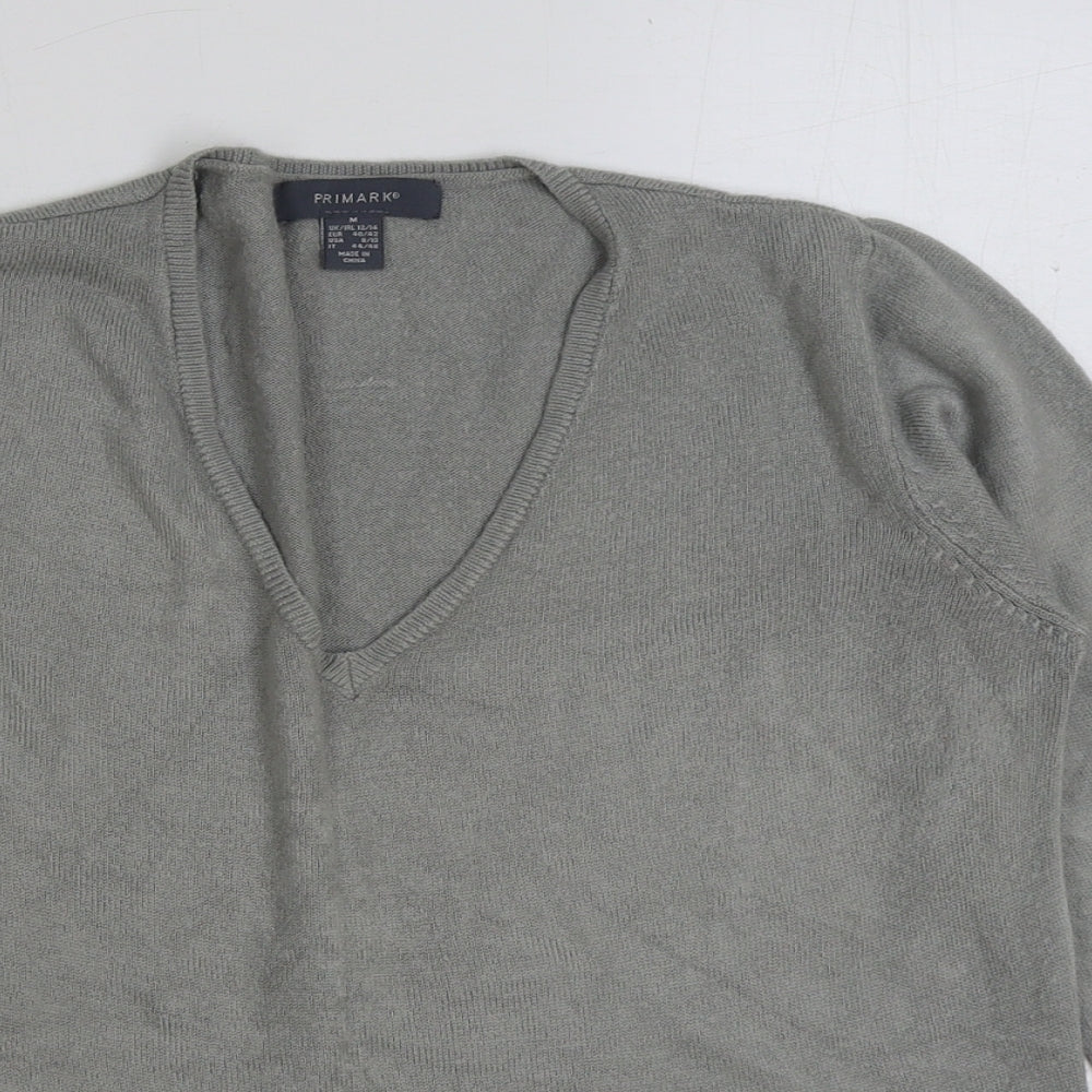 Primark Womens Grey V-Neck Acrylic Pullover Jumper Size M