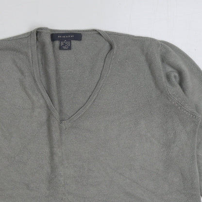 Primark Womens Grey V-Neck Acrylic Pullover Jumper Size M