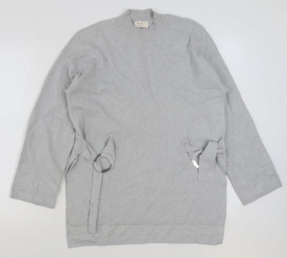 TU Womens Grey Round Neck Acrylic Pullover Jumper Size 14