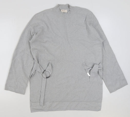 TU Womens Grey Round Neck Acrylic Pullover Jumper Size 14