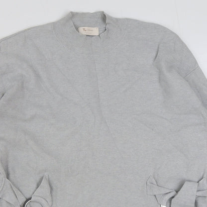 TU Womens Grey Round Neck Acrylic Pullover Jumper Size 14