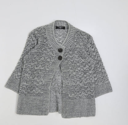 Voguish Womens Grey Round Neck Acrylic Cardigan Jumper Size S