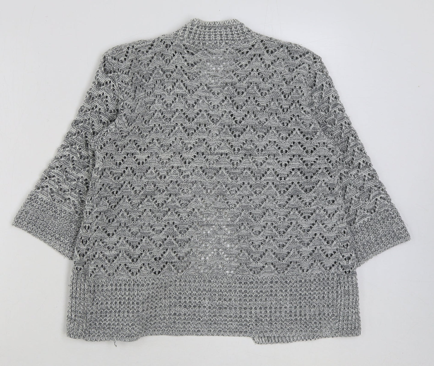 Voguish Womens Grey Round Neck Acrylic Cardigan Jumper Size S