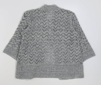 Voguish Womens Grey Round Neck Acrylic Cardigan Jumper Size S