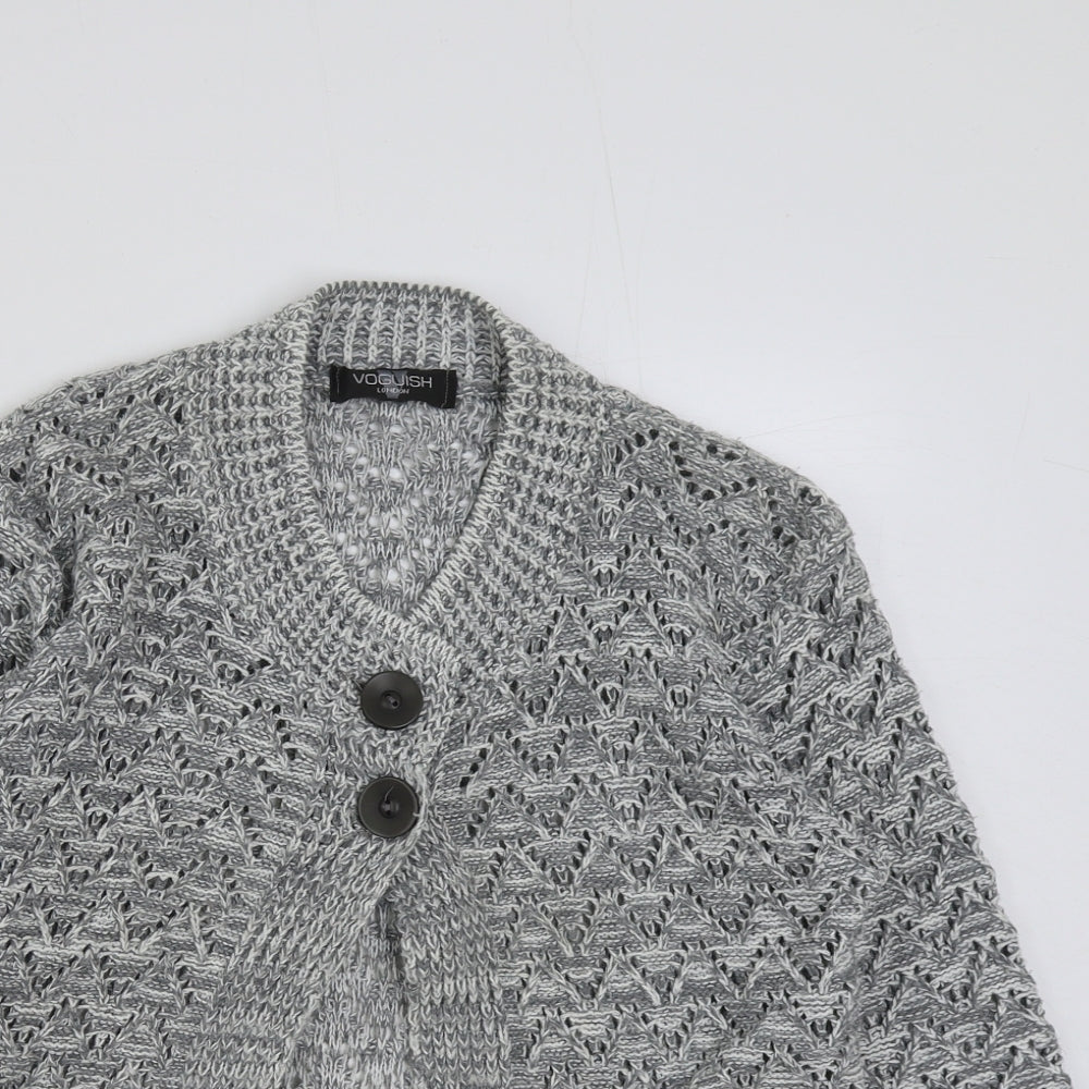 Voguish Womens Grey Round Neck Acrylic Cardigan Jumper Size S