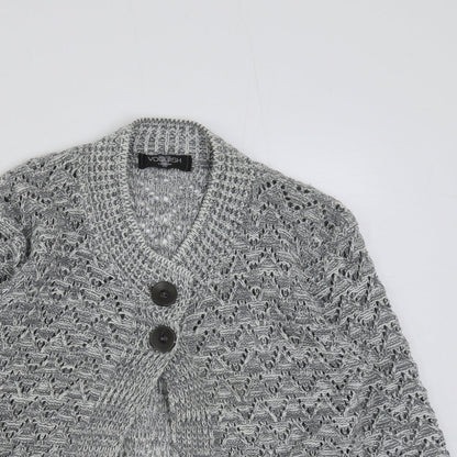 Voguish Womens Grey Round Neck Acrylic Cardigan Jumper Size S