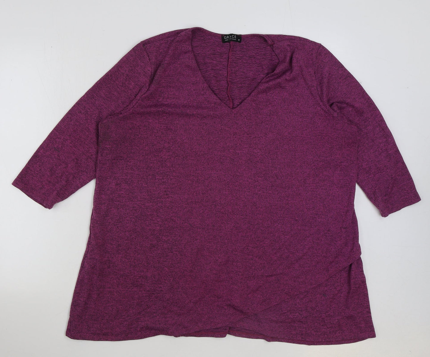Womens UK Size 18 Grace Purple Basic T-Shirt