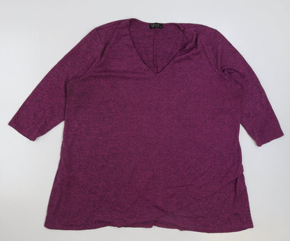 Womens UK Size 18 Grace Purple Basic T-Shirt