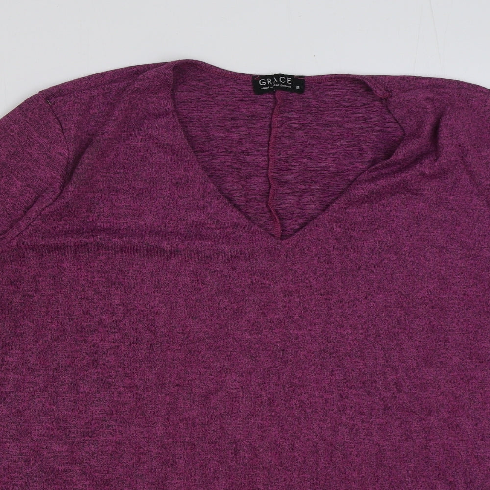 Womens UK Size 18 Grace Purple Basic T-Shirt