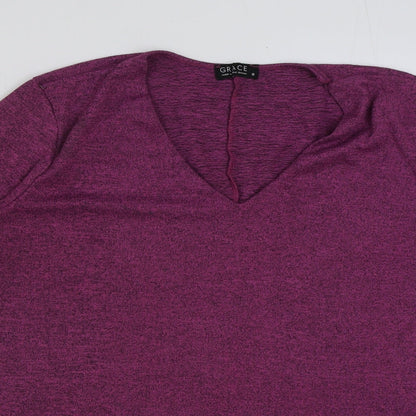 Womens UK Size 18 Grace Purple Basic T-Shirt