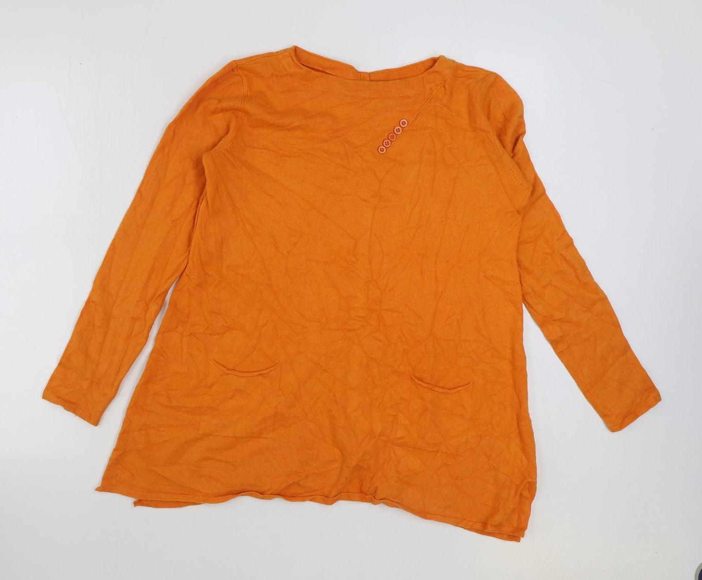 e-woman Womens Orange Viscose Basic T-Shirt Size S Round Neck