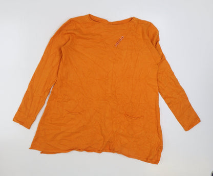 e-woman Womens Orange Viscose Basic T-Shirt Size S Round Neck