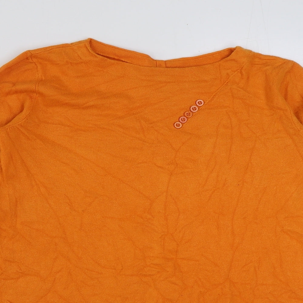 e-woman Womens Orange Viscose Basic T-Shirt Size S Round Neck
