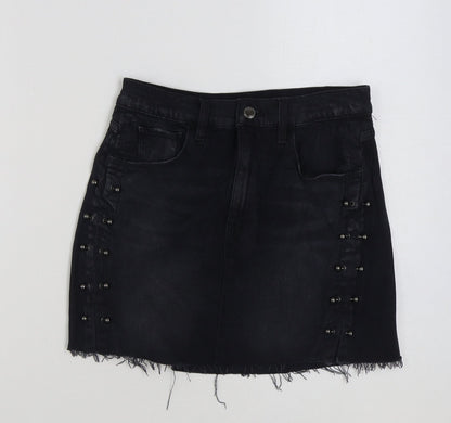 Hudson Womens Black Cotton Mini Skirt Size 27 in Button