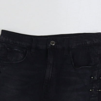 Hudson Womens Black Cotton Mini Skirt Size 27 in Button