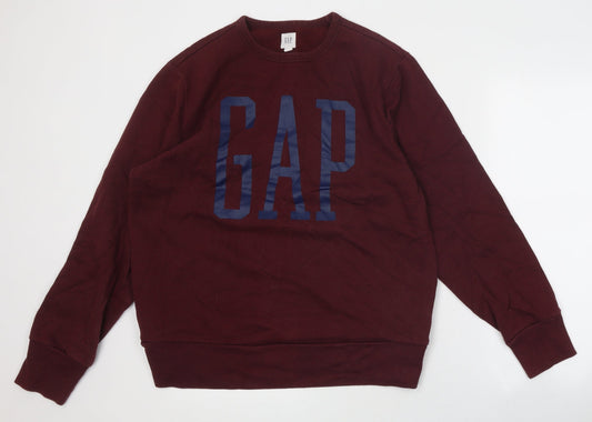 Gap Mens Red Round Neck Polyester Pullover Jumper Size L
