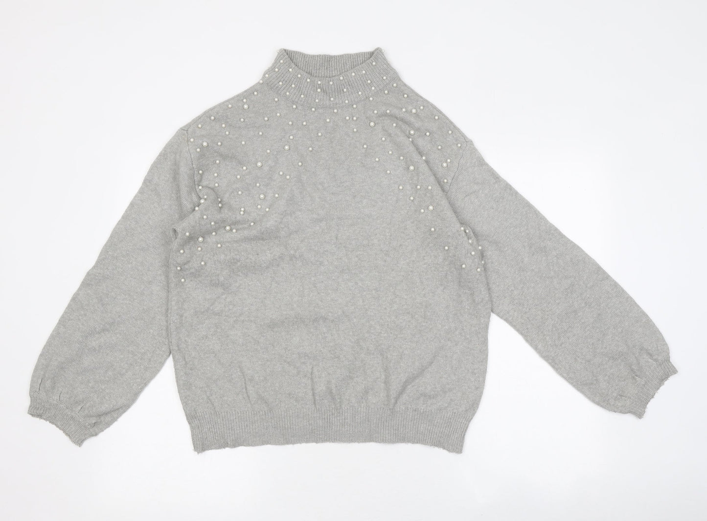 Body Flirt Womens Grey High Neck Polyester Pullover Jumper Size 8