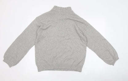 Body Flirt Womens Grey High Neck Polyester Pullover Jumper Size 8