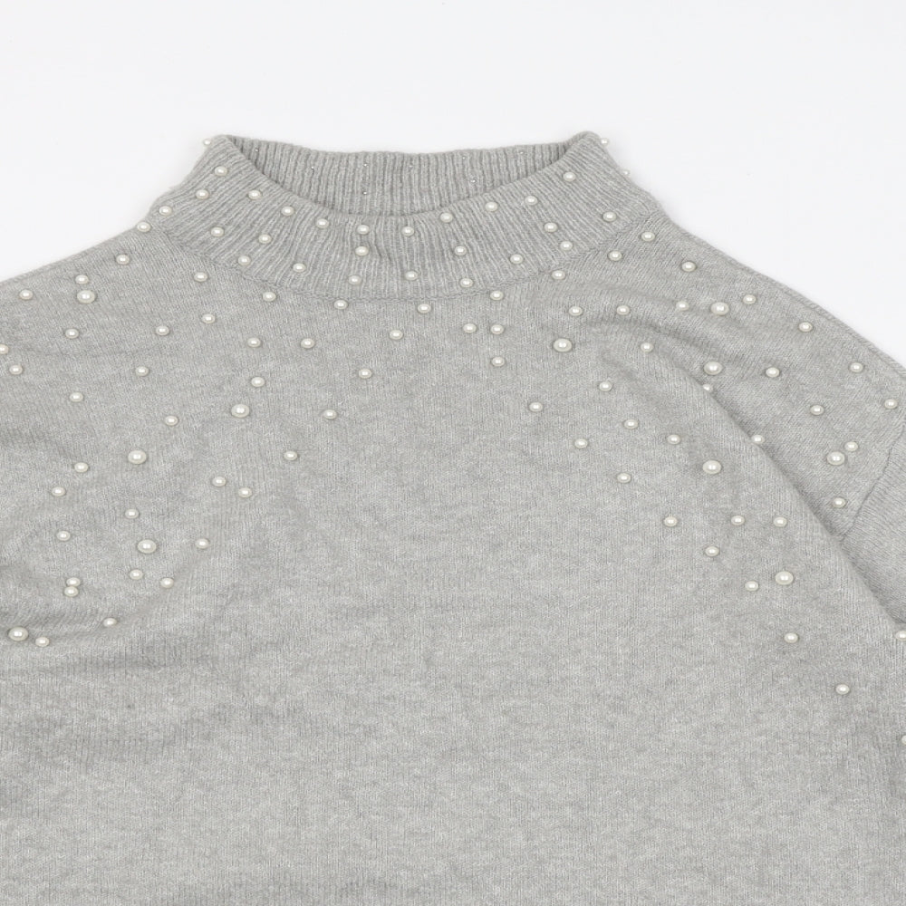 Body Flirt Womens Grey High Neck Polyester Pullover Jumper Size 8